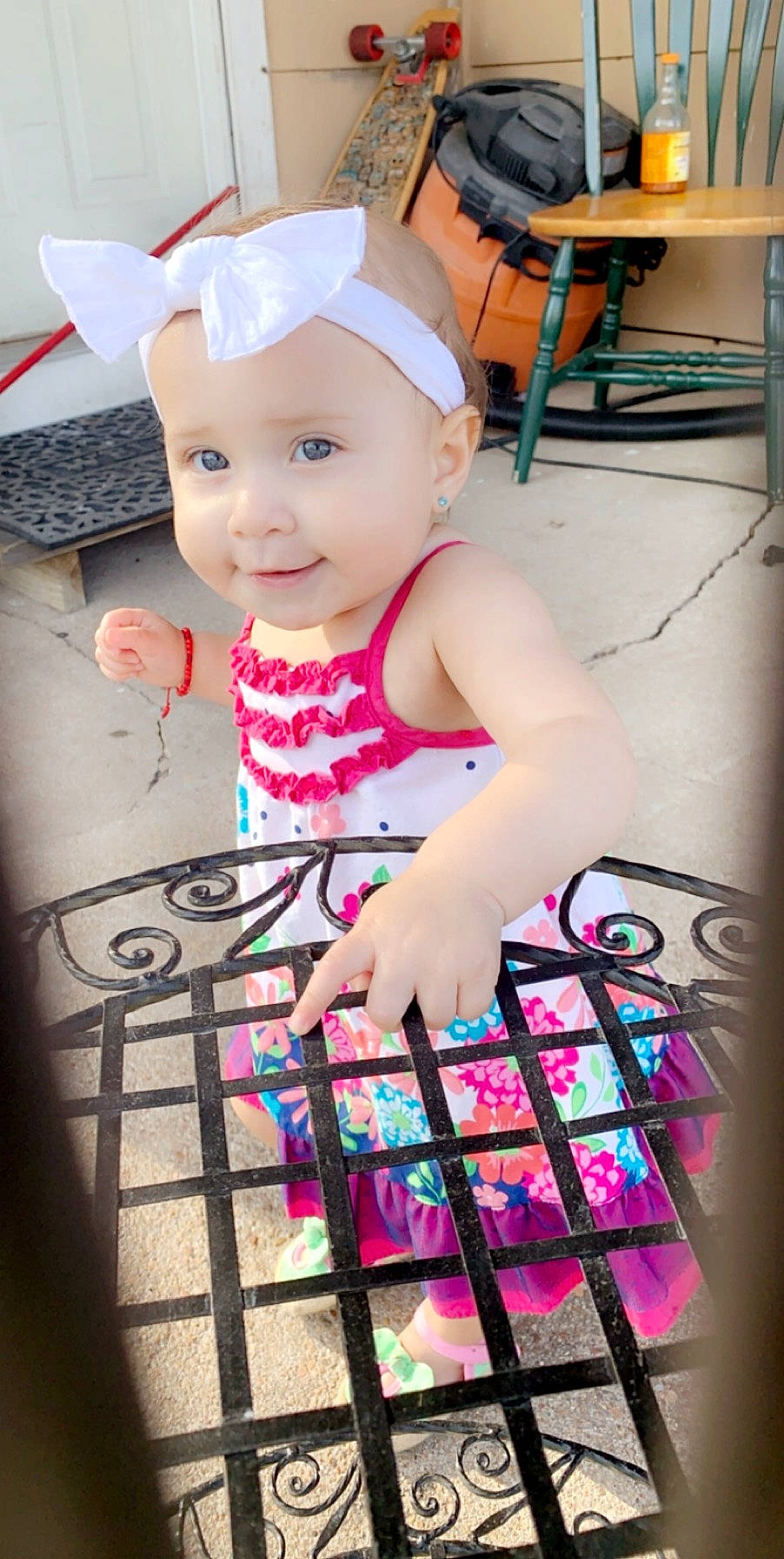 Amalia is registered to the contest to win money with this photo: baby, baby_toddler_clothing, child, costume, design, ear, headgear, headwear, pattern, person, pink, play, toddler