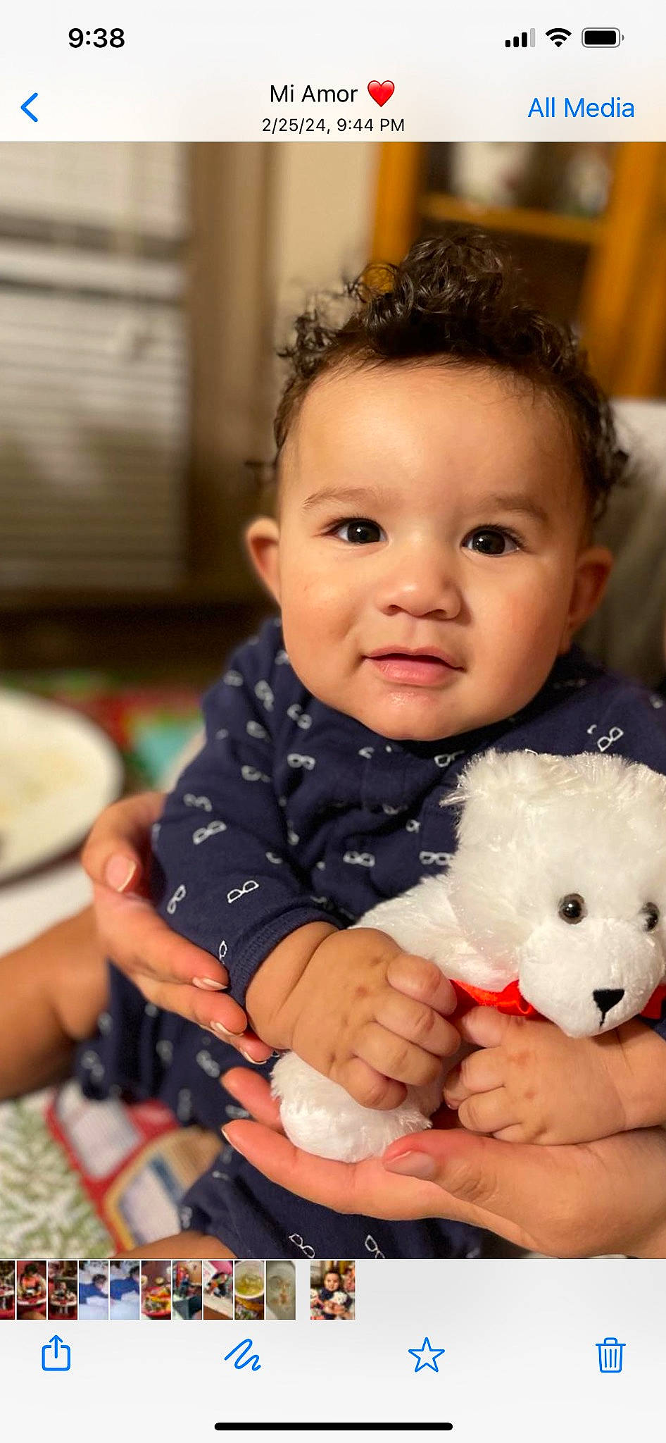 Damian Noah Gomez is registered to the contest to win money with this photo: baby, baby_toddler_clothing, cheek, child, companion_dog, finger, fun, fur, happy, nail, nose, organ, people, person, sitting, skin, sleeve, stuffed_toy, thumb, toddler
