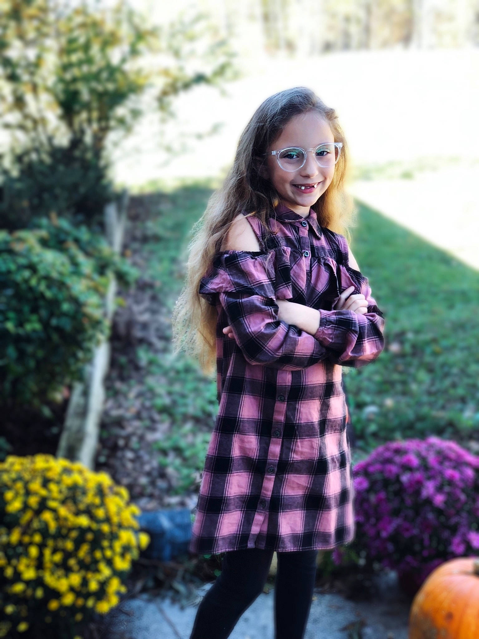 Lexy joined the competition — help win amazing prizes! child_model, clothing, design, dress, fashion, flower, footwear, jacket, joy, outerwear, pattern, person, plaid, plant, purple, shoe, street_fashion, tartan, textile, tights