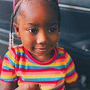 Raegan joined the competition — help win amazing prizes! child, girl, portrait, colorful_clothing, striped_shirt, sunglasses, pink, braided_hair, indoor, curious, holding_object, dropper, smile, cute, young, person, fashion, closeup, happy, playful