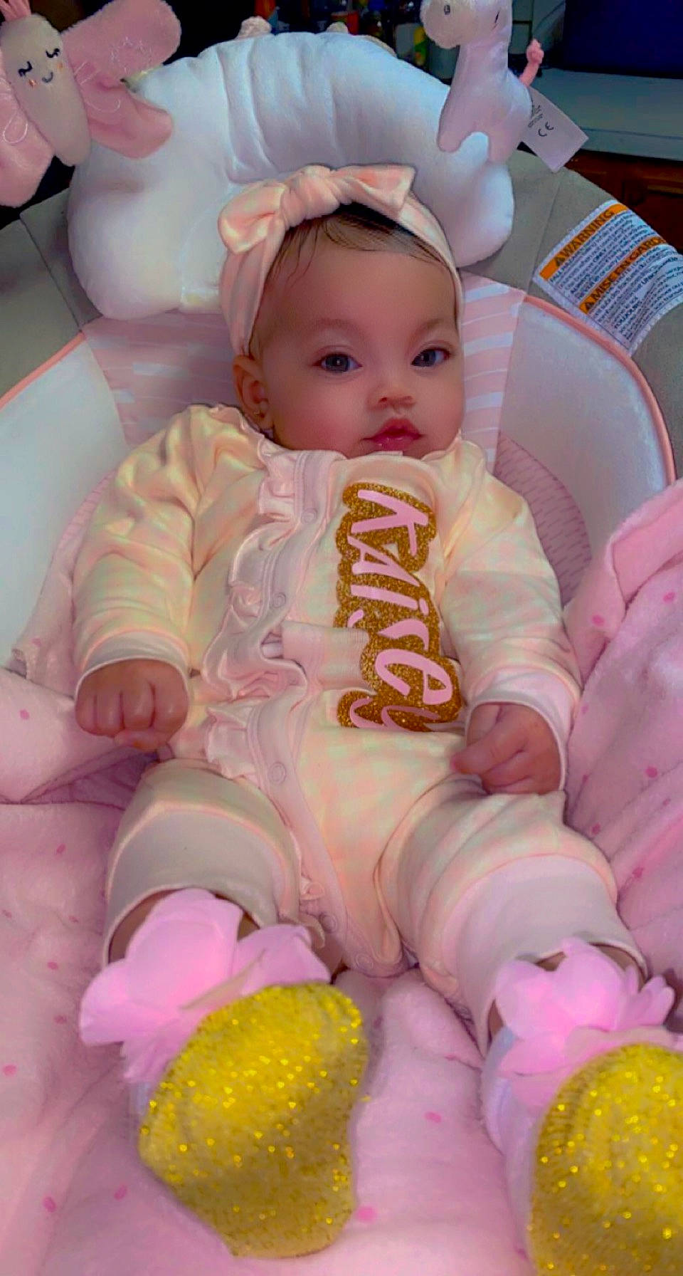 Kaisley joined the competition — help win amazing prizes! baby, baby_products, baby_toddler_clothing, balloon, cheek, child, fun, happy, magenta, peach, person, pink, sitting, skin, stuffed_toy, sweetness, textile, toddler, toy, white