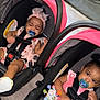 Zariah joined the competition — help win amazing prizes! baby, car_seat, pacifier, infant, toy, headband, pink, indoor, flooring, child, seatbelt, baby_gear, furniture, floor, expression, girl, clothing, sitting, toddler, cute