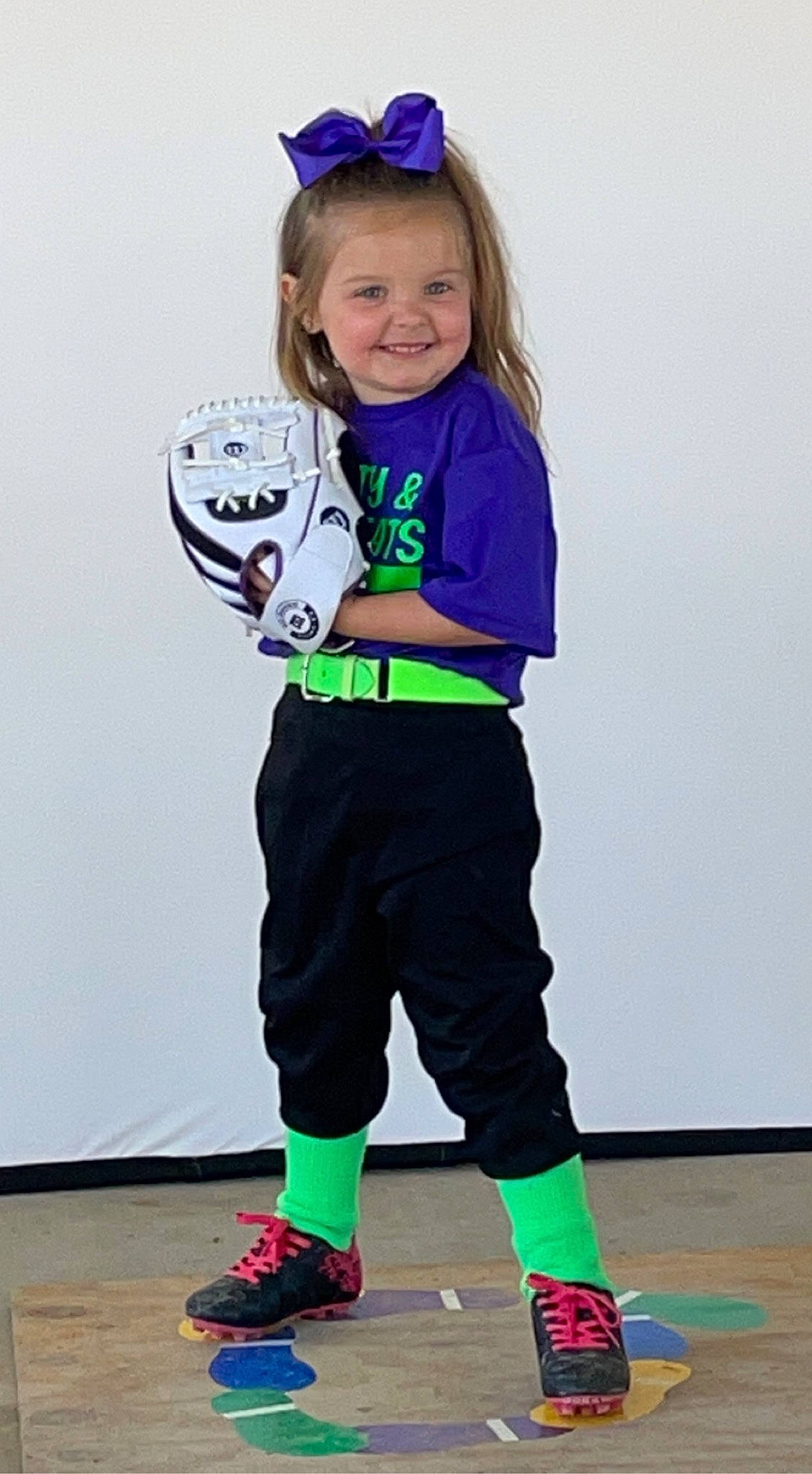 Presley joined the competition — help win amazing prizes! ball, blue, electric_blue, fun, happy, jersey, joy, knee, person, player, purple, shoe, sleeve, smile, sneakers, sock, sports_equipment, sportswear, sweatpant, t_shirt