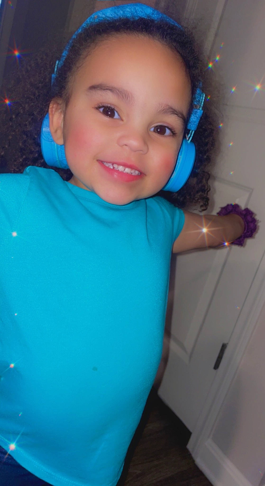 Kamryn is registered to the contest to win money with this photo: arm, blue, chin, cool, electric_blue, eye, eyebrow, finger, flash_photography, fun, gesture, happy, head, joy, leisure, neck, nose, person, sleeve, smile