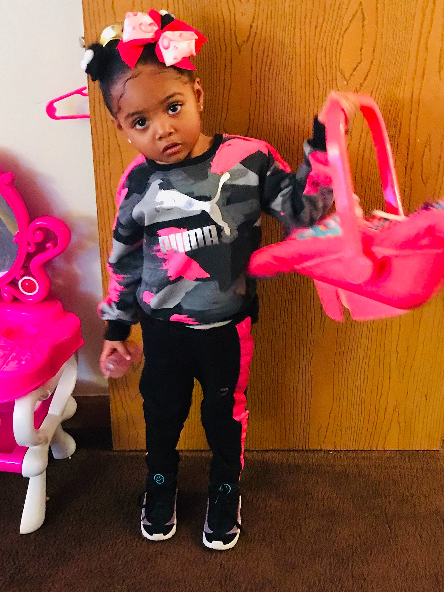 Jayla is registered to the contest to win money with this photo: child, costume, magenta, person, pink, toddler