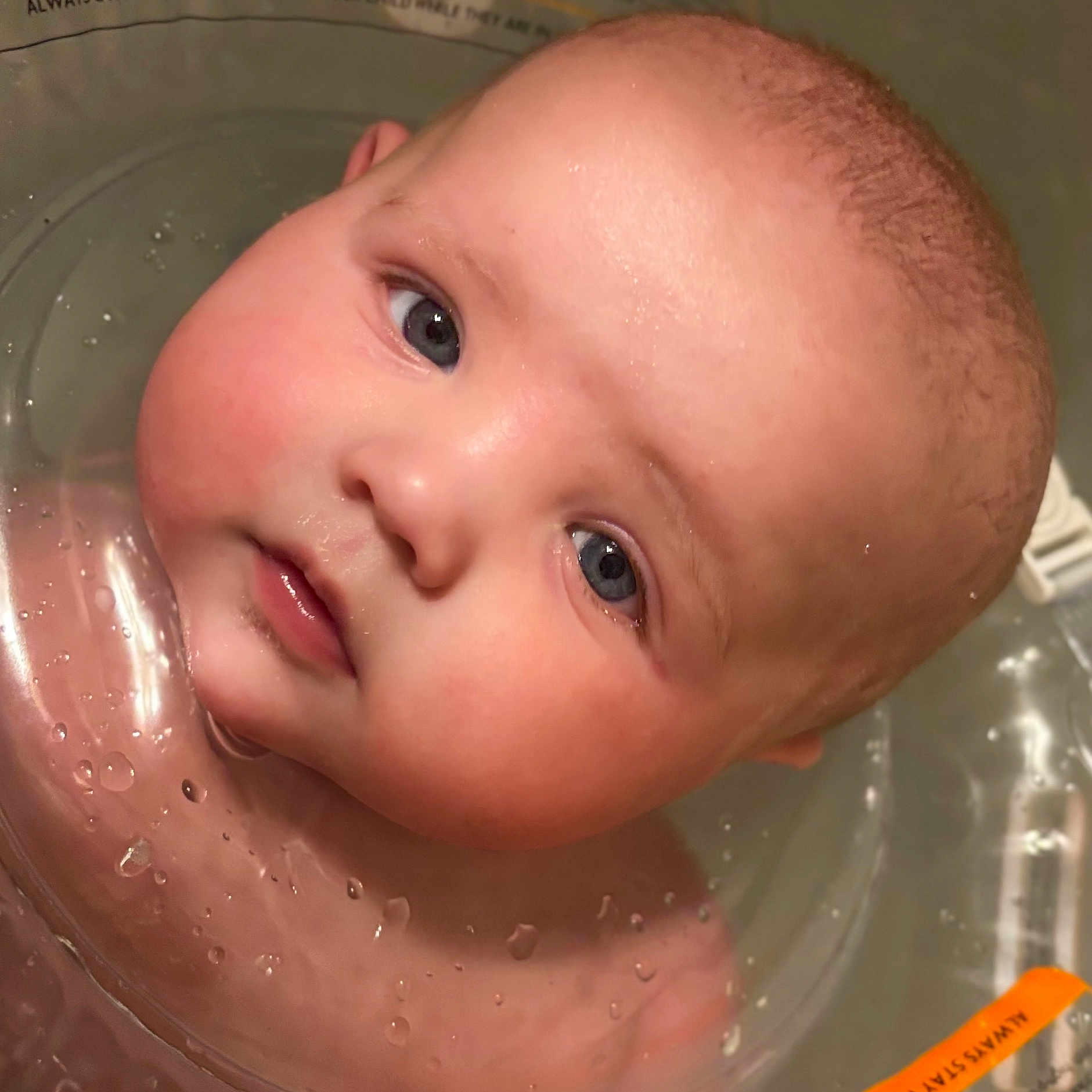 Kingston is registered to the contest to win money with this photo: baby, babylaughing, bathing, face, happy, head, person, photography, portrait, smile, spitting