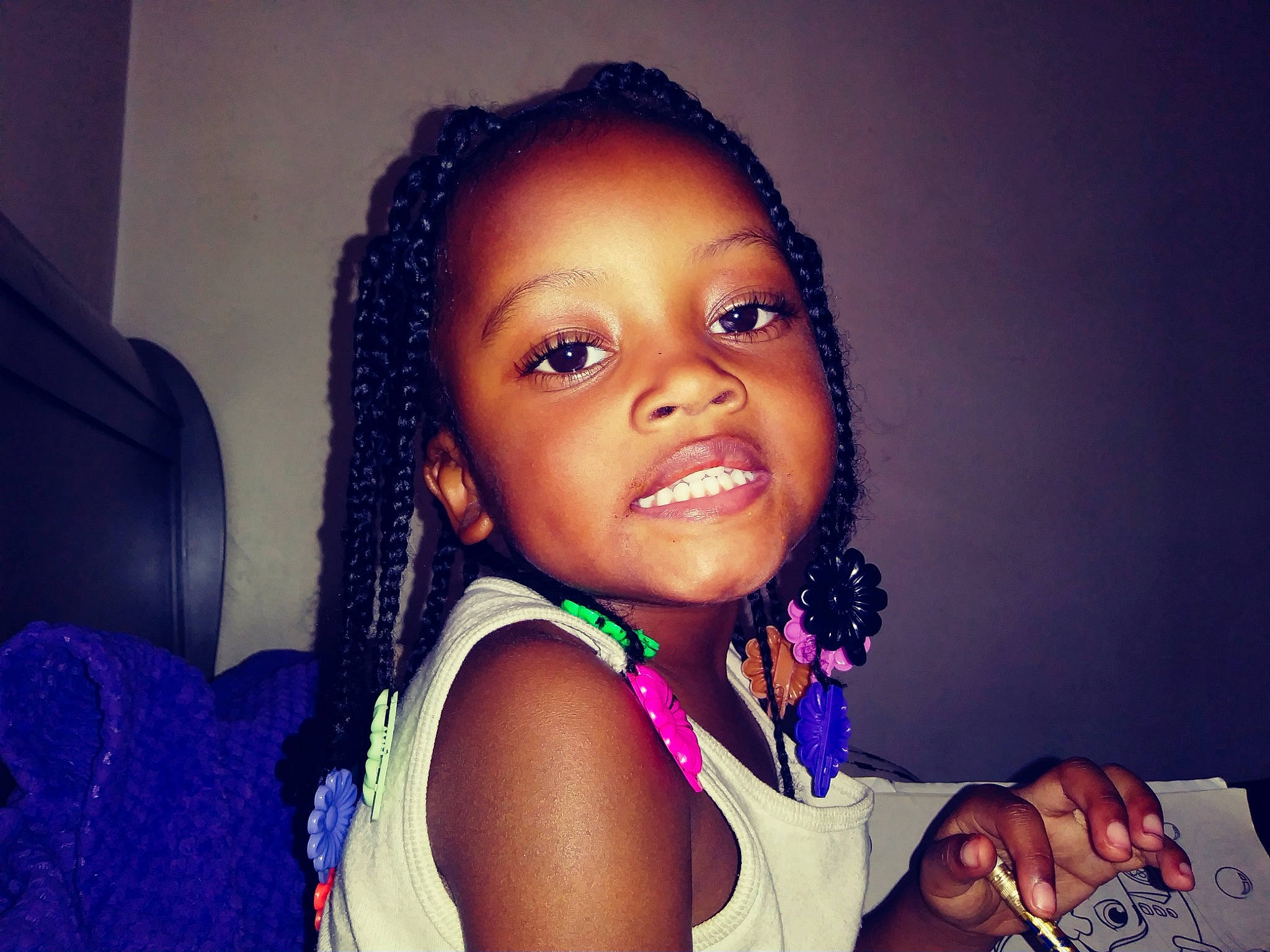 Annie is registered to the contest to win money with this photo: beauty, black_hair, cheek, child, cool, cornrows, eye, eyebrow, face, forehead, fun, hair, hairstyle, happy, head, human, joy, lip, nose, person