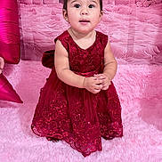 Elif is registered to the contest to win money with this photo: toddler, child, dress, crown, pink, carpet, castle_backdrop, portrait, indoor, cute, baby, smiling, fashion, celebration, costume, girl, happy, pose, young_child, fancy