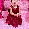 toddler, child, dress, crown, pink, carpet, castle_backdrop, portrait, indoor, cute, baby, smiling, fashion, celebration, costume, girl, happy, pose, young_child, fancy