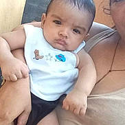 Daniel Garrido is registered to the contest to win money with this photo: baby, child, person, adult, arm, hand, face, sleeveless_shirt, clothing, indoor, holding, skin, expression, casual, portrait, closeup, human, young_child, infant, cute