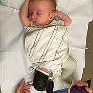 Owen joined the competition — help win amazing prizes! baby, bed, caregiver, cast, diaper, hands, healthcare, hospital_blanket, indoor, infant, leg_cast, medical, newborn, pacifier, person, resting, sleeping, striped_blanket, swaddled, white_sheet