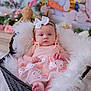 Paisley joined the competition — help win amazing prizes! baby, infant, basket, pink_dress, bow_headband, fluffy_blanket, stuffed_bunny, decorations, easter_theme, soft_fabric, cute, portrait, indoors, child, smiling, holiday, spring, toy, cozy, relaxed