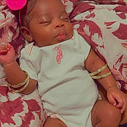 Kai'Lani joined the competition — help win amazing prizes! baby, bangle, blanket, bow, bracelet, child, cozy, cute, floral_pattern, headband, indoors, infant, onesie, peaceful, pink, portrait, resting, skin, sleeping, soft_lighting