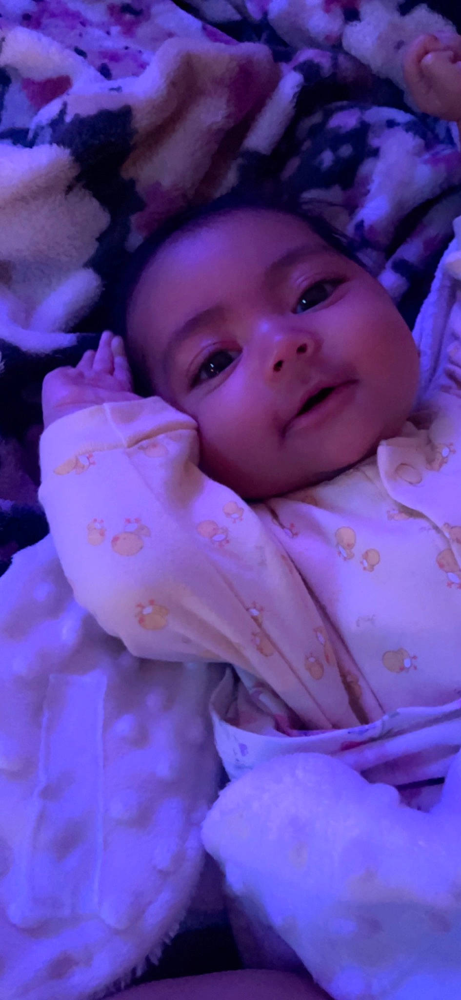 Leylani joined the competition — help win amazing prizes! baby, baby_toddler_clothing, cheek, dress, eye, face, flash_photography, happy, head, human_body, lip, nose, person, pink, plant, purple, skin, smile, toddler, tree