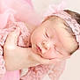Luna participe au concours pour gagner de l'argent avec cette photo : newborn, baby, infant, pink, lace, headband, sleeping, hand, soft, delicate, portrait, closeup, cute, tender, peaceful, child, person, female, rest, adorable