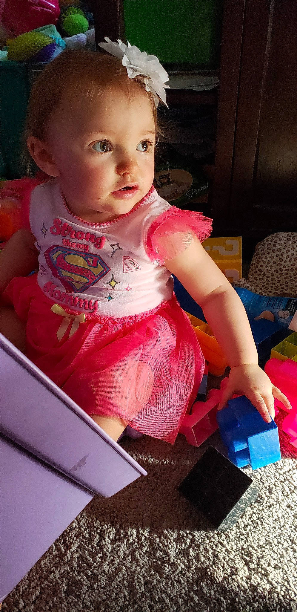 Rayne joined the competition — help win amazing prizes! baby, baby_toddler_clothing, cheek, child, person, pink, play, skin, toddler