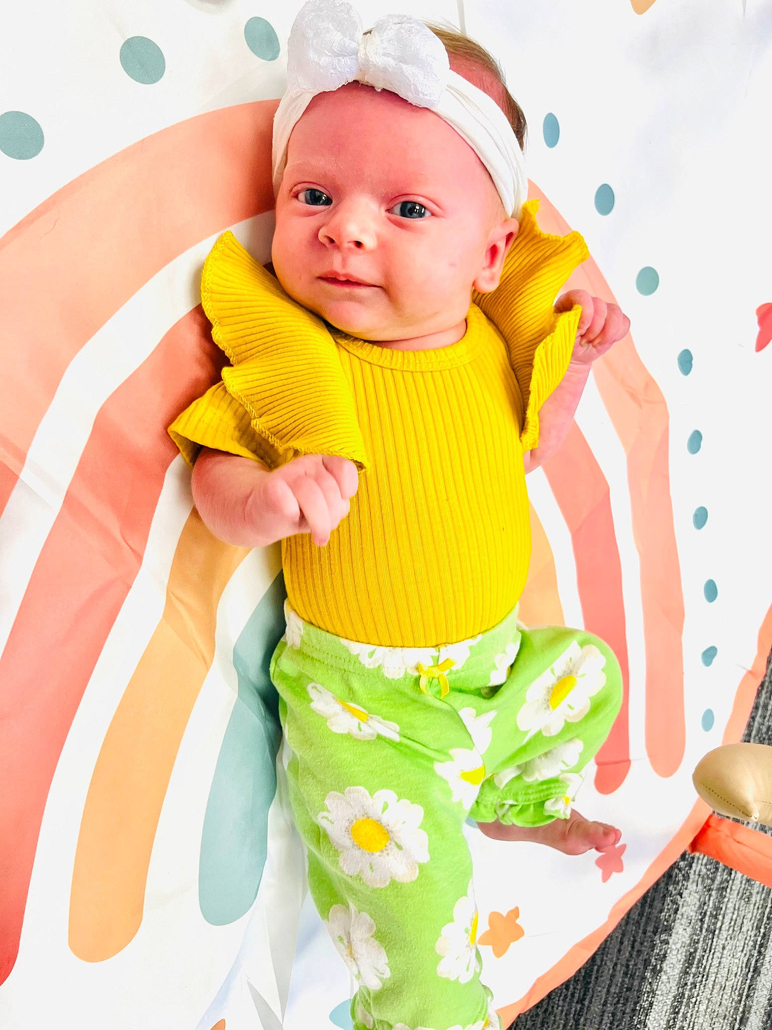 Aspen is registered to the contest to win money with this photo: baby, baby_products, baby_toddler_clothing, child, comfort, face, facial_expression, happy, linens, pattern, people_in_nature, person, pink, product, sleeve, smile, t_shirt, textile, toddler, white