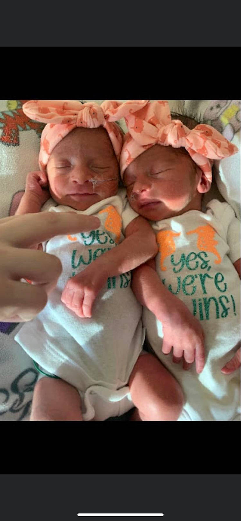 Twins joined the competition — help win amazing prizes! baby, baby_products, baby_toddler_clothing, cheek, child, comfort, finger, gesture, happy, headwear, human_leg, mouth, nail, person, pink, room, skin, sweetness, textile, thigh