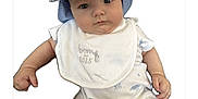 Tommy joined the competition — help win amazing prizes! baby, infant, hat, bib, romper, cute, chubby_cheeks, blue_eyes, white_background, striped_hat, sea_creatures, clothing, child, portrait, looking_at_camera, playful, neutral_expression, young_child, isolated, studio_style