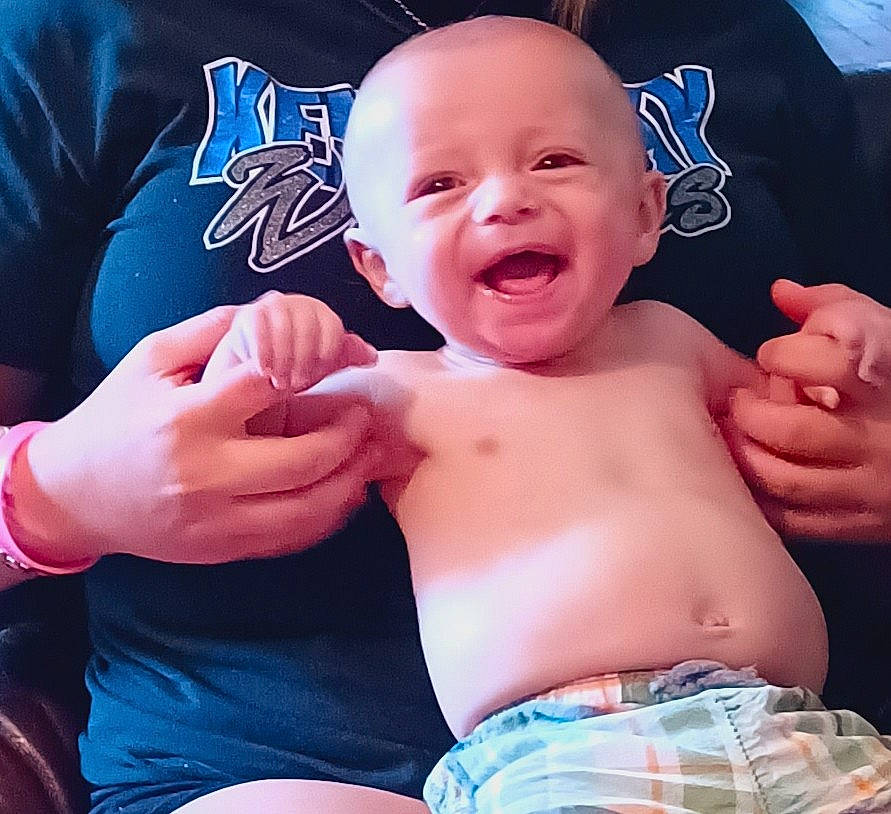 Kingston joined the competition — help win amazing prizes! baby, baby_sleeping, baby_toddler_clothing, cheek, chest, finger, gesture, hand, happy, human_body, jaw, mouth, muscle, neck, nose, person, smile, stomach, thumb, toddler