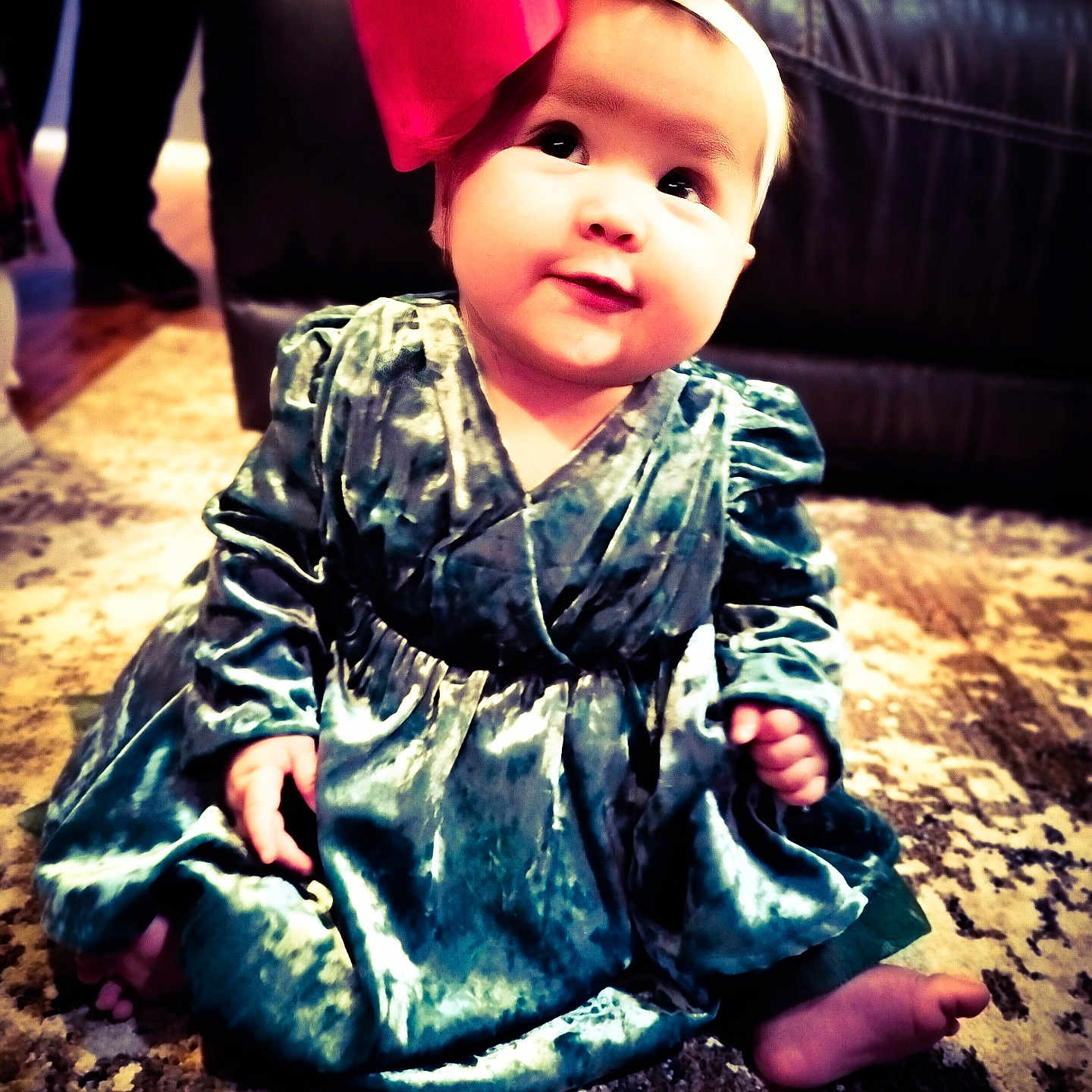 Liberty is registered to the contest to win money with this photo: adult, baby, bodypart, clothing, coat, couch, dress, face, finger, formalwear, furniture, hand, head, jacket, male, man, person, photography, portrait, sitting