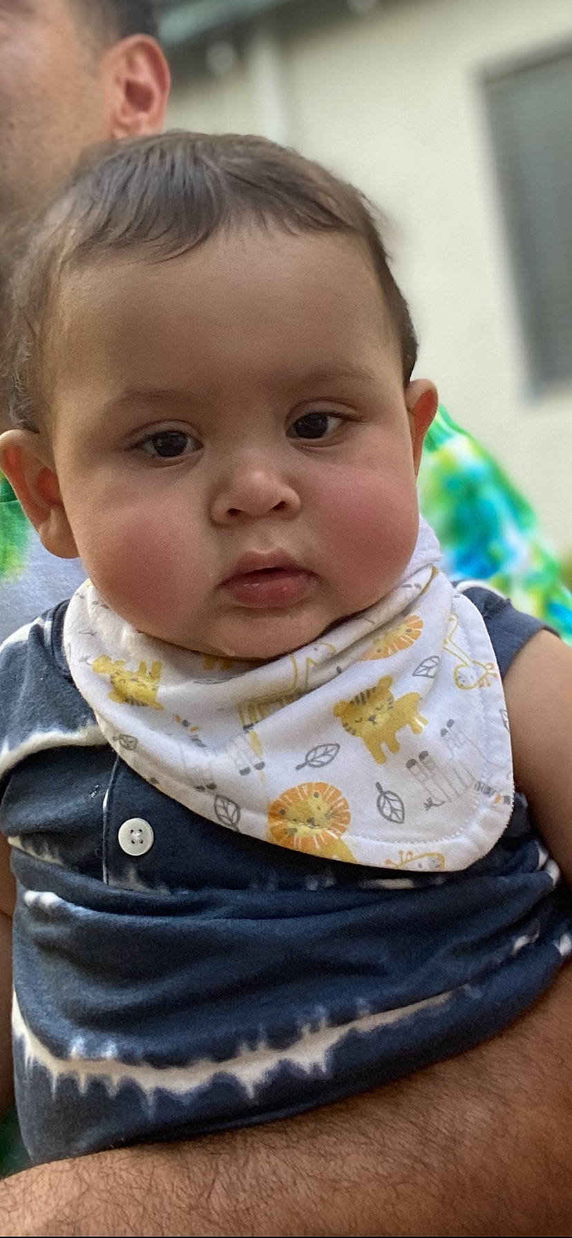 Adan is registered to the contest to win money with this photo: baby_toddler_clothing, bib, cheek, chin, eyebrow, eyelash, facial_expression, forehead, hairstyle, head, iris, lip, mouth, neck, nose, outerwear, person, product, skin, sleeve