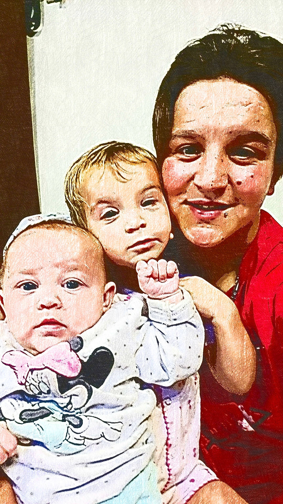 Maëlyse a rejoint le concours — aidez-le/la à gagner de superbes lots ! art, cheek, child, family, fun, gesture, grandparent, illustration, joy, people, person, toddler