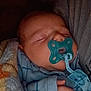 baby, sleeping, pacifier, blanket, hand, clothing, infant, face, child, cozy, comfort, rest, cute, soft, portrait, peaceful, indoors, newborn, person, sleep