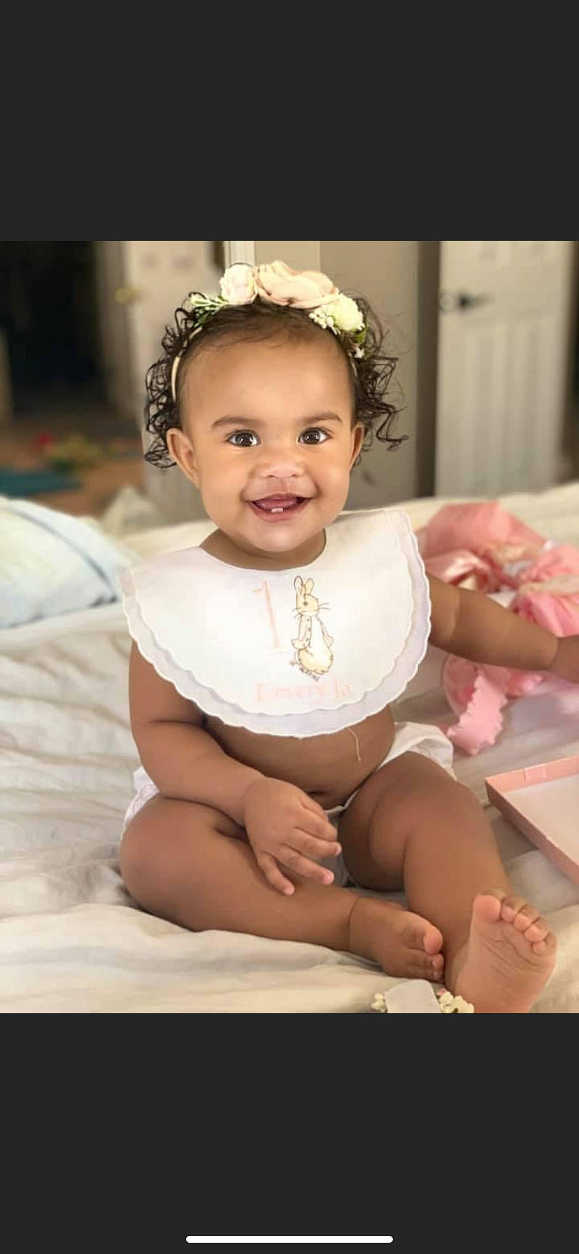 Emery joined the competition — help win amazing prizes! baby, baby_toddler_clothing, cheek, child, dress, embellishment, event, facial_expression, flash_photography, fun, happy, headband, headgear, headpiece, jewellery, joy, necklace, person, pink, skin