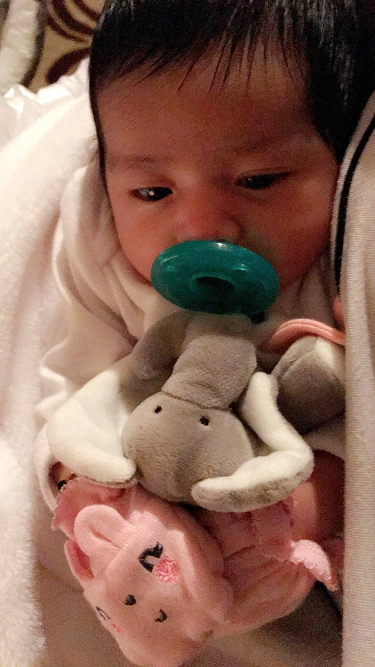 Ximena joined the competition — help win amazing prizes! cheek, child, ear, eye, face, finger, hand, head, infant, mouth, nose, person, product, skin, snout, stuffed_toy, textile, toddler, toy