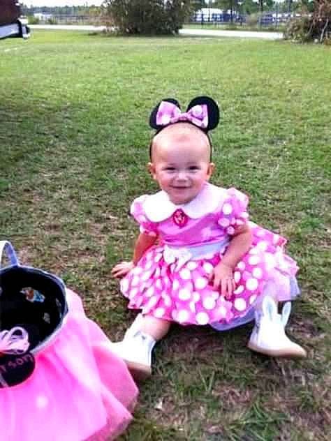 Karson Swearingen is registered to the contest to win money with this photo: child, costume, dress, flower, fun, garden, grass, joy, lawn, magenta, person, pink, plant, play, product, purple, recreation, toddler, yard