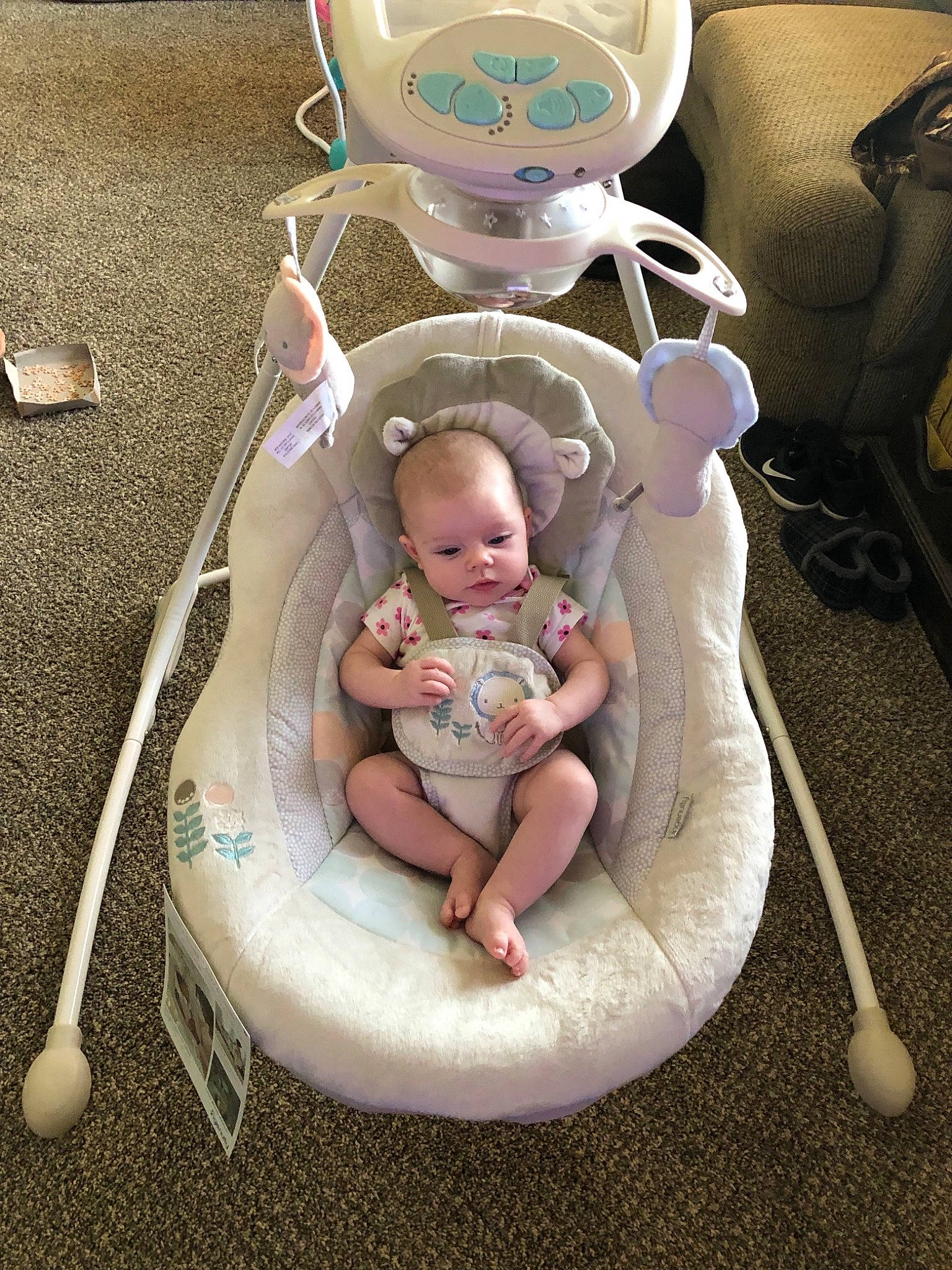 Kenlee joined the competition — help win amazing prizes! baby, baby_products, baby_toys, birth, child, fun, outdoor_play_equipment, person, play, product, sitting, skin, swing, toddler, toy