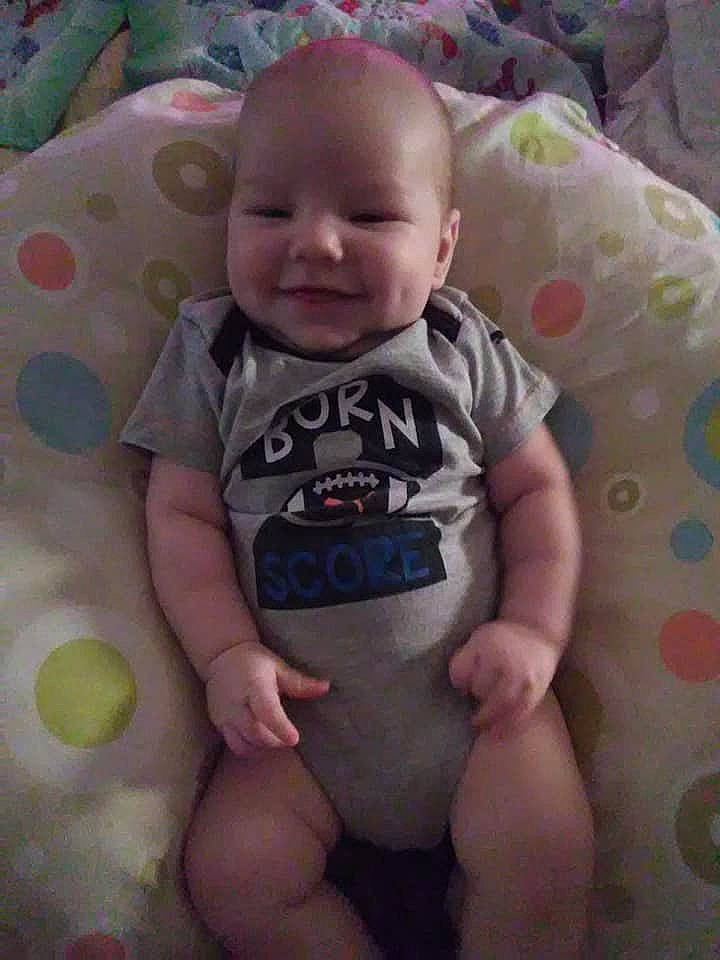 Wyatt is registered to the contest to win money with this photo: baby, baby_products, baby_toddler_clothing, cheek, child, person, skin, toddler