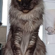 Umberto a rejoint le concours — aidez-le/la à gagner de superbes lots ! cat, long_hair, yellow_eyes, sitting, furry, pet, indoor, portrait, animal, cute, majestic, fluffy, domestic_cat, whiskers, ears, tail, fur, feline, home, looking