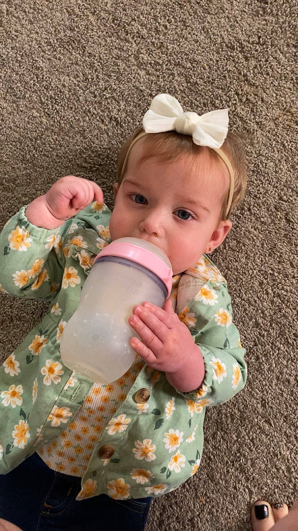 Kayleigh joined the competition — help win amazing prizes! baby, baby_bottle, baby_toddler_clothing, cap, cheek, child, drinkware, eye, face, gesture, grass, happy, head, iris, lip, people_in_nature, person, pink, skin, sleeve