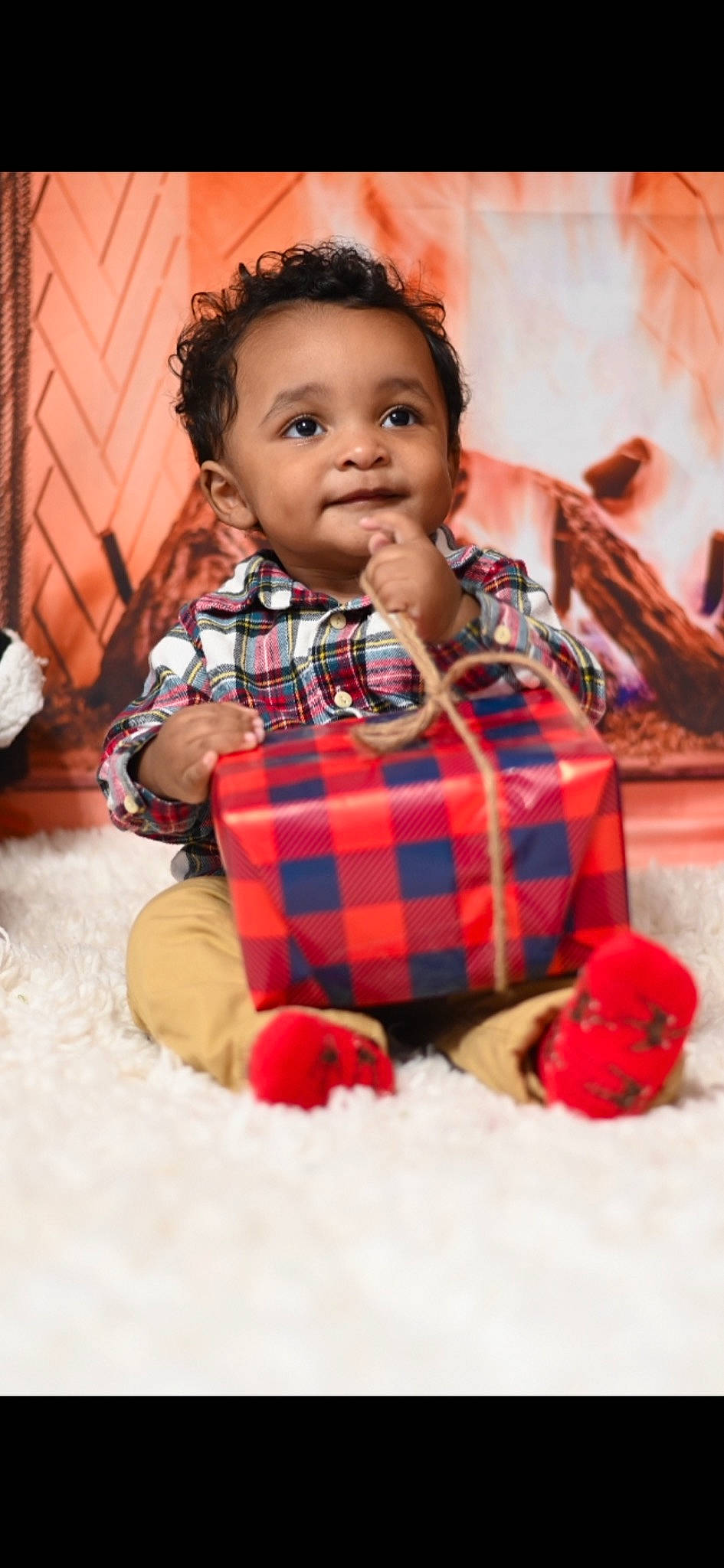 Crew joined the competition — help win amazing prizes! baby, baby_playing_with_toys, baby_toddler_clothing, baby_toys, carmine, cheek, child, child_model, design, nose, pattern, person, plaid, play, portrait_photography, sitting, snow, stuffed_toy, tartan, toddler