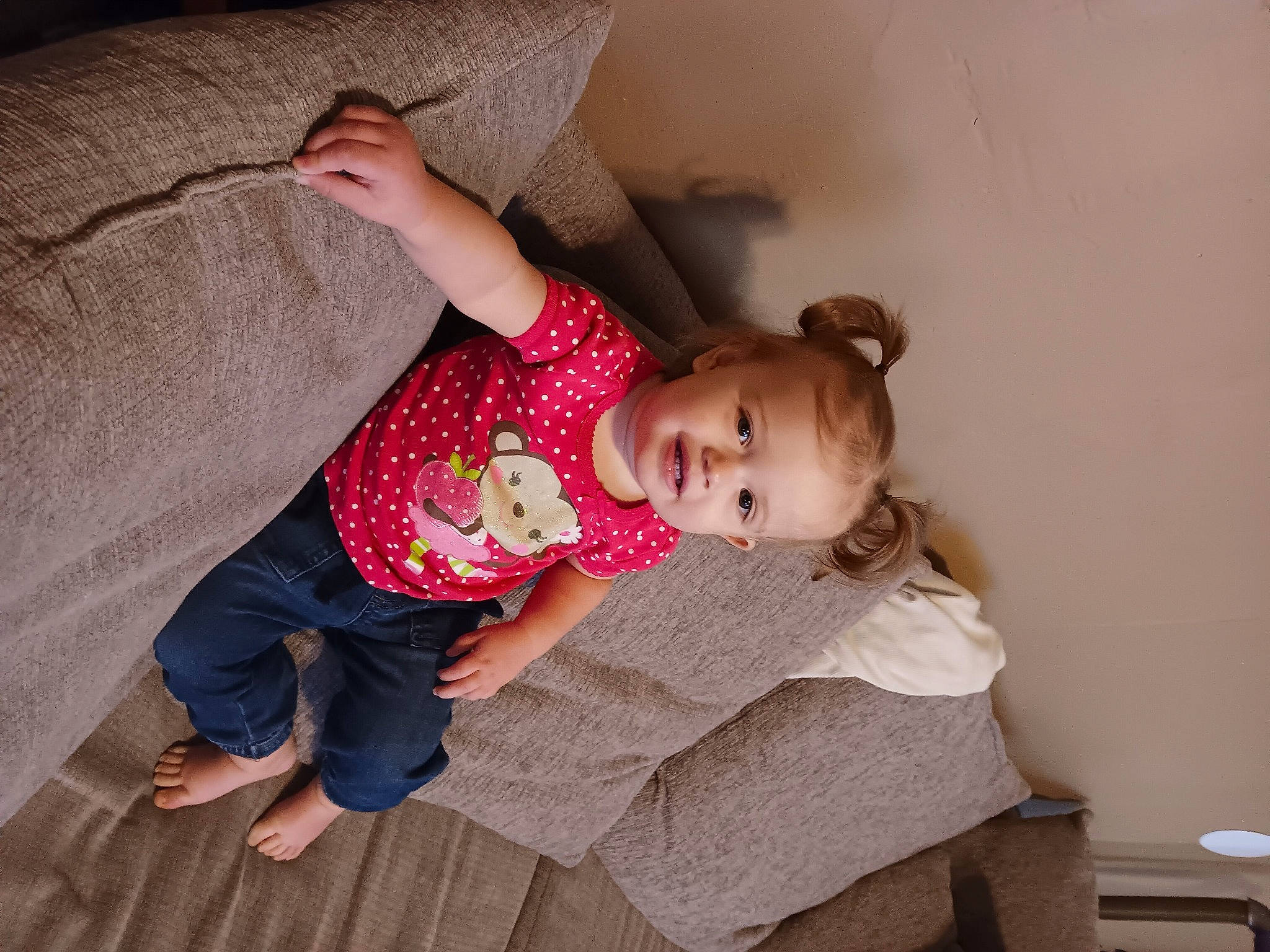 Addison is registered to the contest to win money with this photo: baby, baby_products, baby_toddler_clothing, cheek, child, comfort, flooring, foot, happy, hardwood, human_leg, lap, nail, pattern, person, sitting, skin, sleeve, sock, toddler