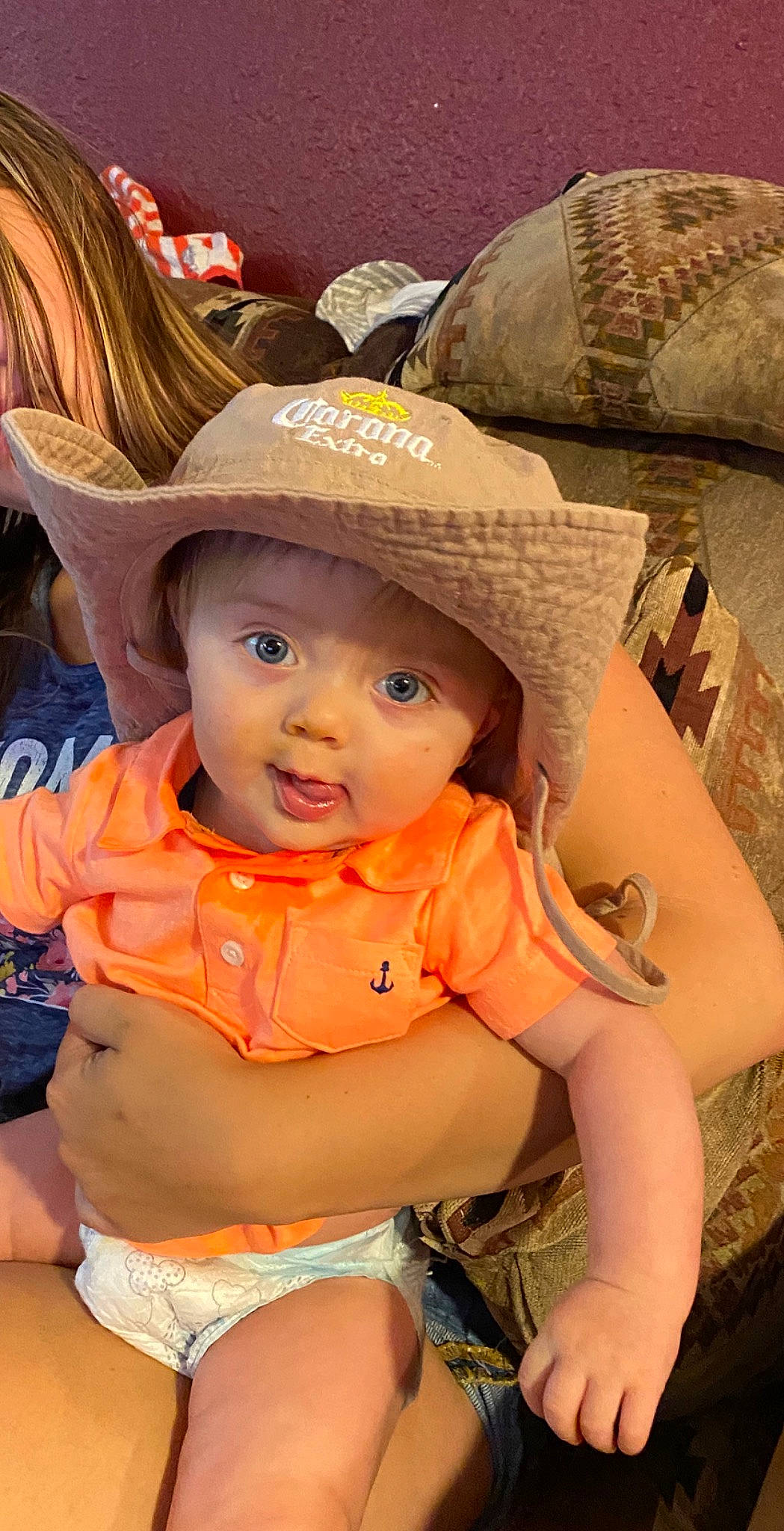 Kyren is registered to the contest to win money with this photo: abdomen, baby, baby_products, child, fashion_accessory, hat, headgear, headwear, person, skin, sun_hat, toddler
