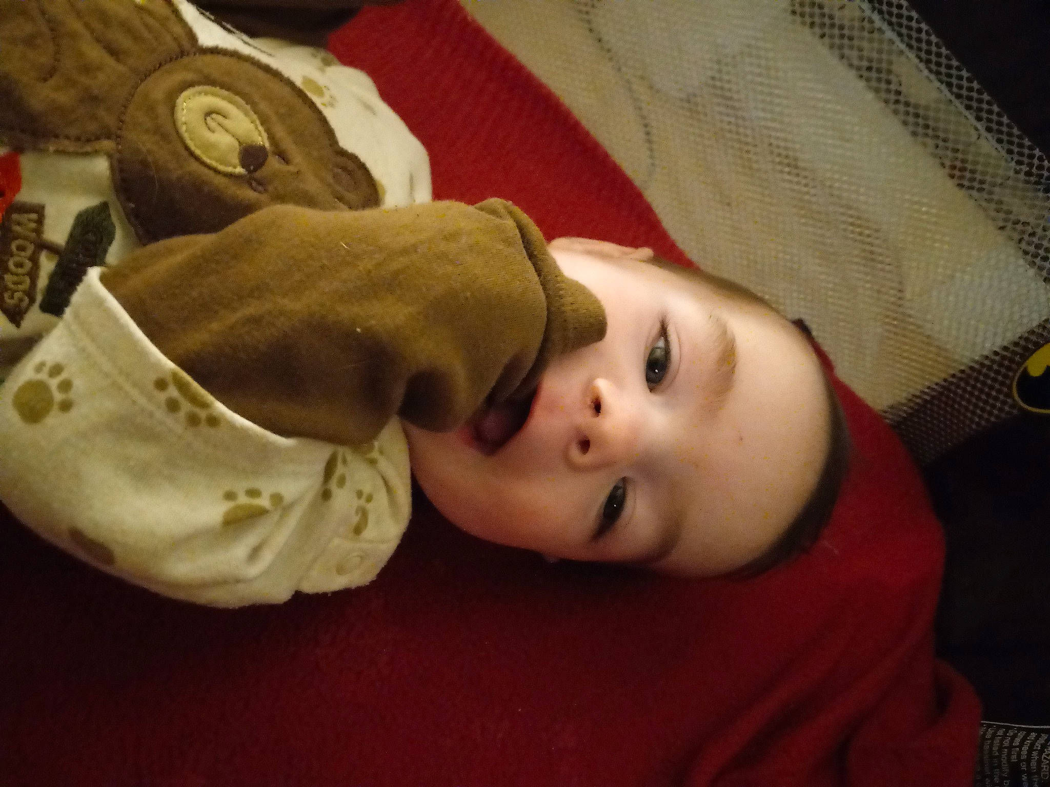 Harrison is registered to the contest to win money with this photo: baby, baby_toddler_clothing, carmine, cheek, child, comfort, fashion_accessory, flash_photography, happy, hat, lip, mouth, nose, person, portrait_photography, room, skin, smile, sun_hat, toddler