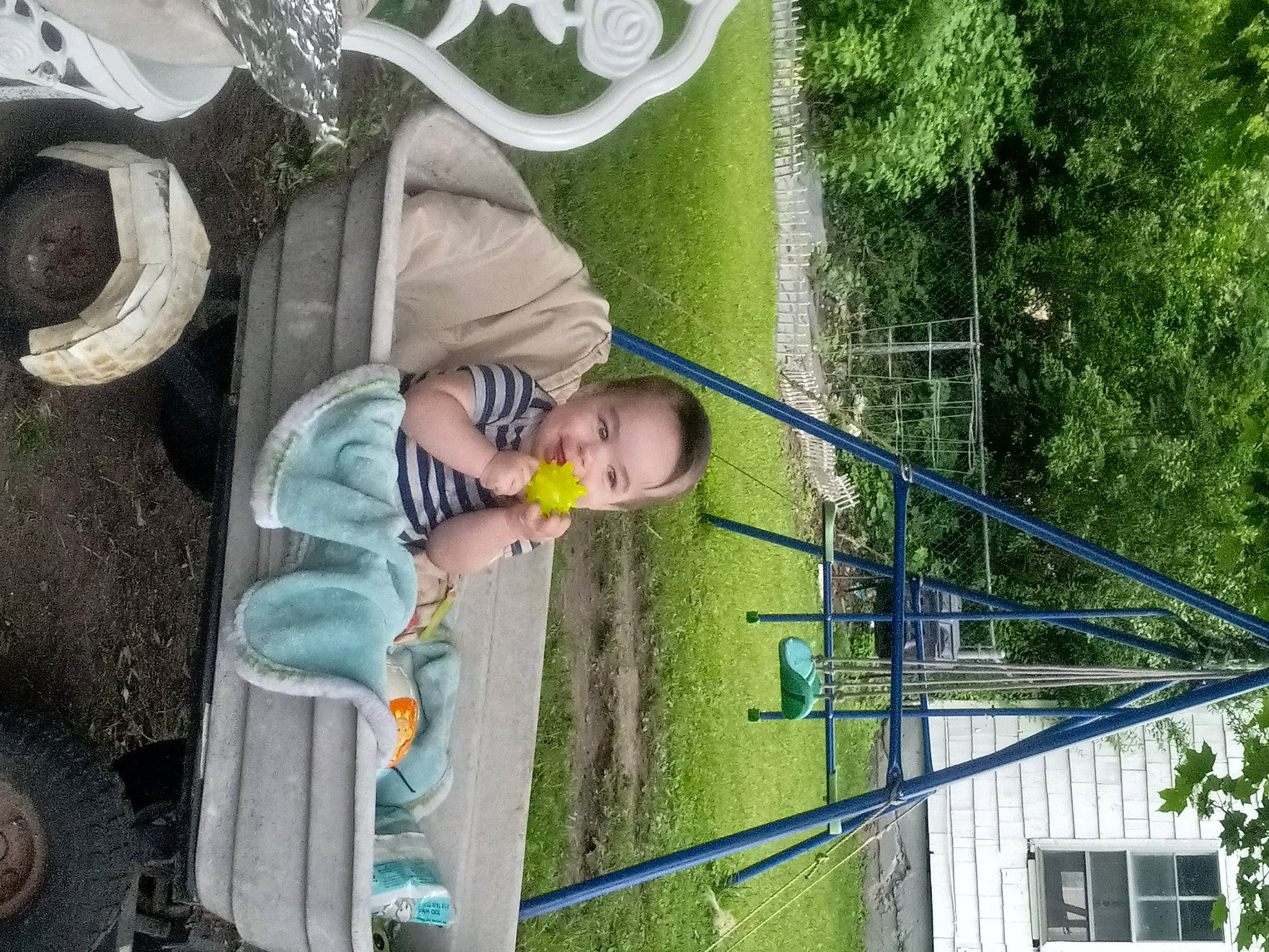 Harrison is registered to the contest to win money with this photo: automotive_wheel_system, baby, child, fun, grass, house, leisure, person, plant, recreation, rope, toddler, tree, vacation, window