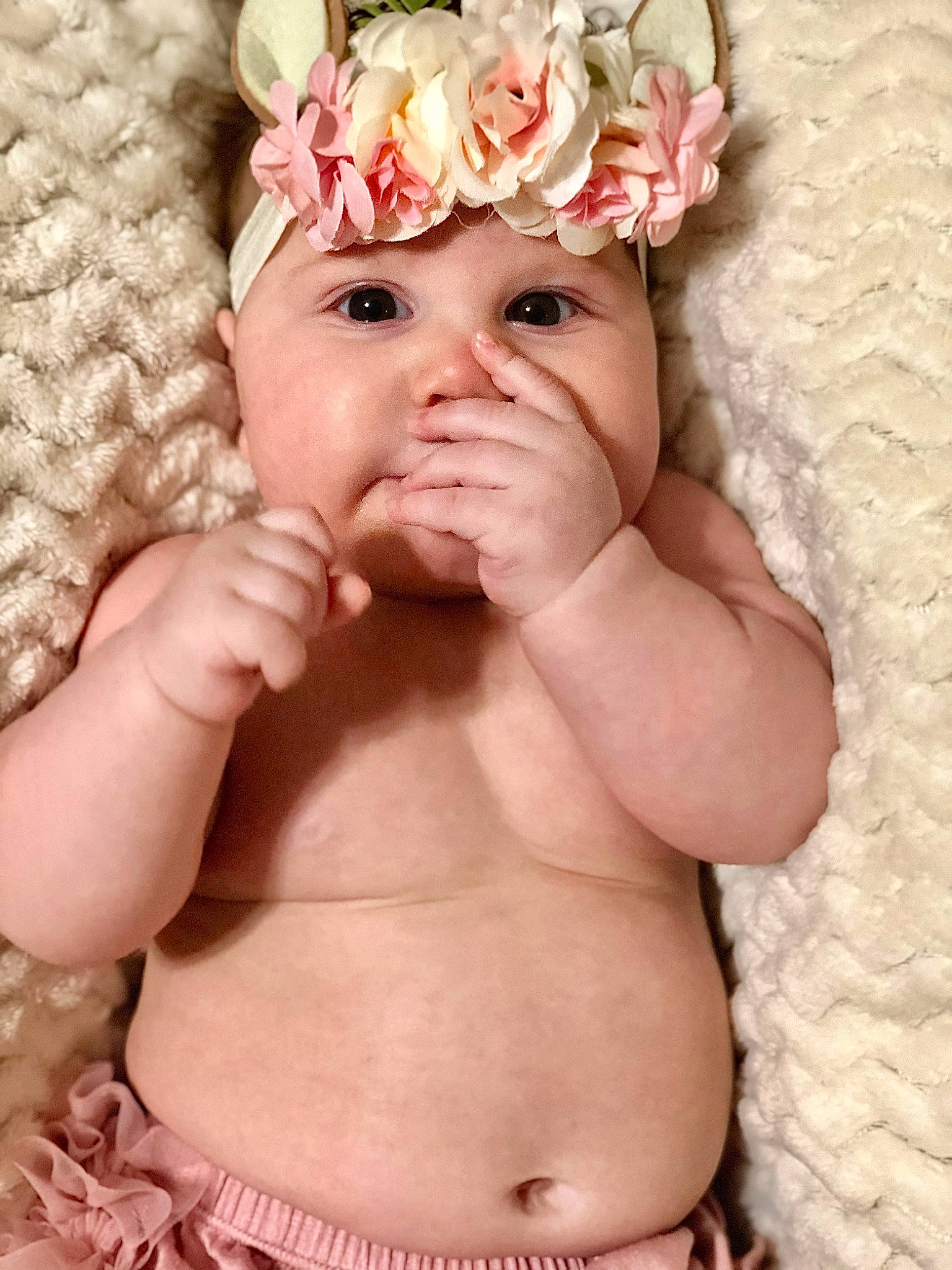 Blakeleigh joined the competition — help win amazing prizes! abdomen, baby, baby_sleeping, cheek, chest, child, child_model, eye, fashion_accessory, hair_accessory, hand, head, headgear, headwear, muscle, person, photography, pink, skin, stomach