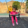 Louwene participe au concours pour gagner de l'argent avec cette photo : background_structure, black_swing, blue_sky, casual, child, curious, daylight, fun, outdoor, park, pink_clothing, play_area, playground, sandals, smiling, swing, toddler, toy, tree, young_child