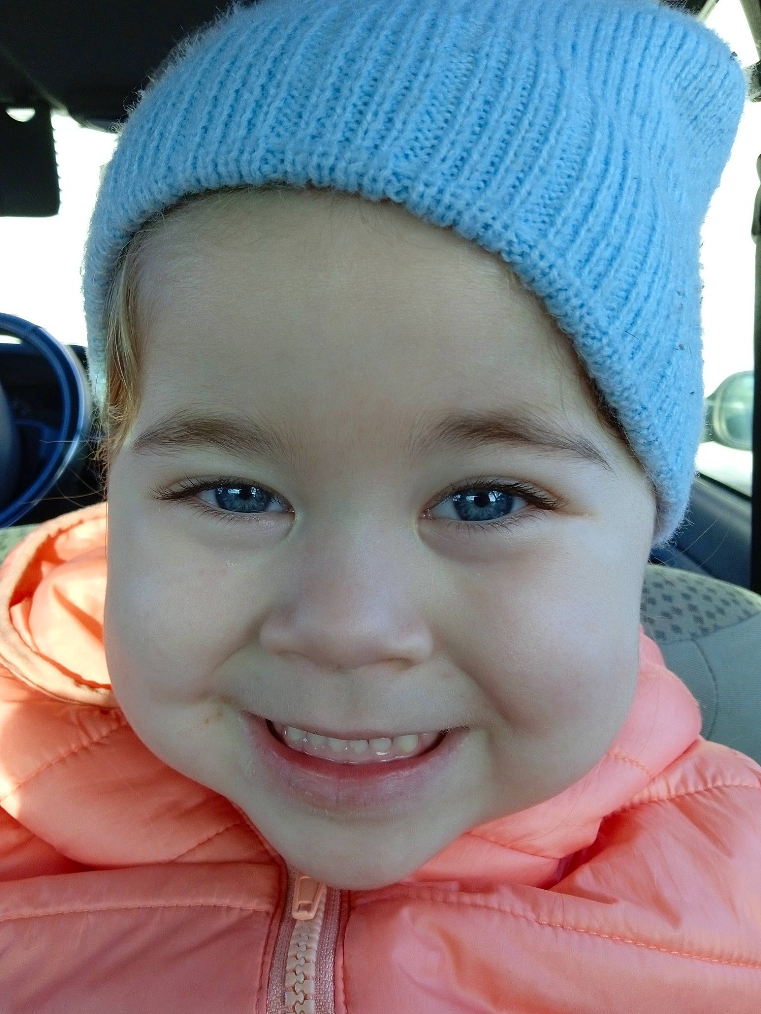 Kessie participe au concours pour gagner de l'argent avec cette photo : blue, cap, cheek, chin, clothing, cool, eye, eyebrow, happy, head, headgear, headwear, joy, lip, nose, outerwear, person, pink, product, skin