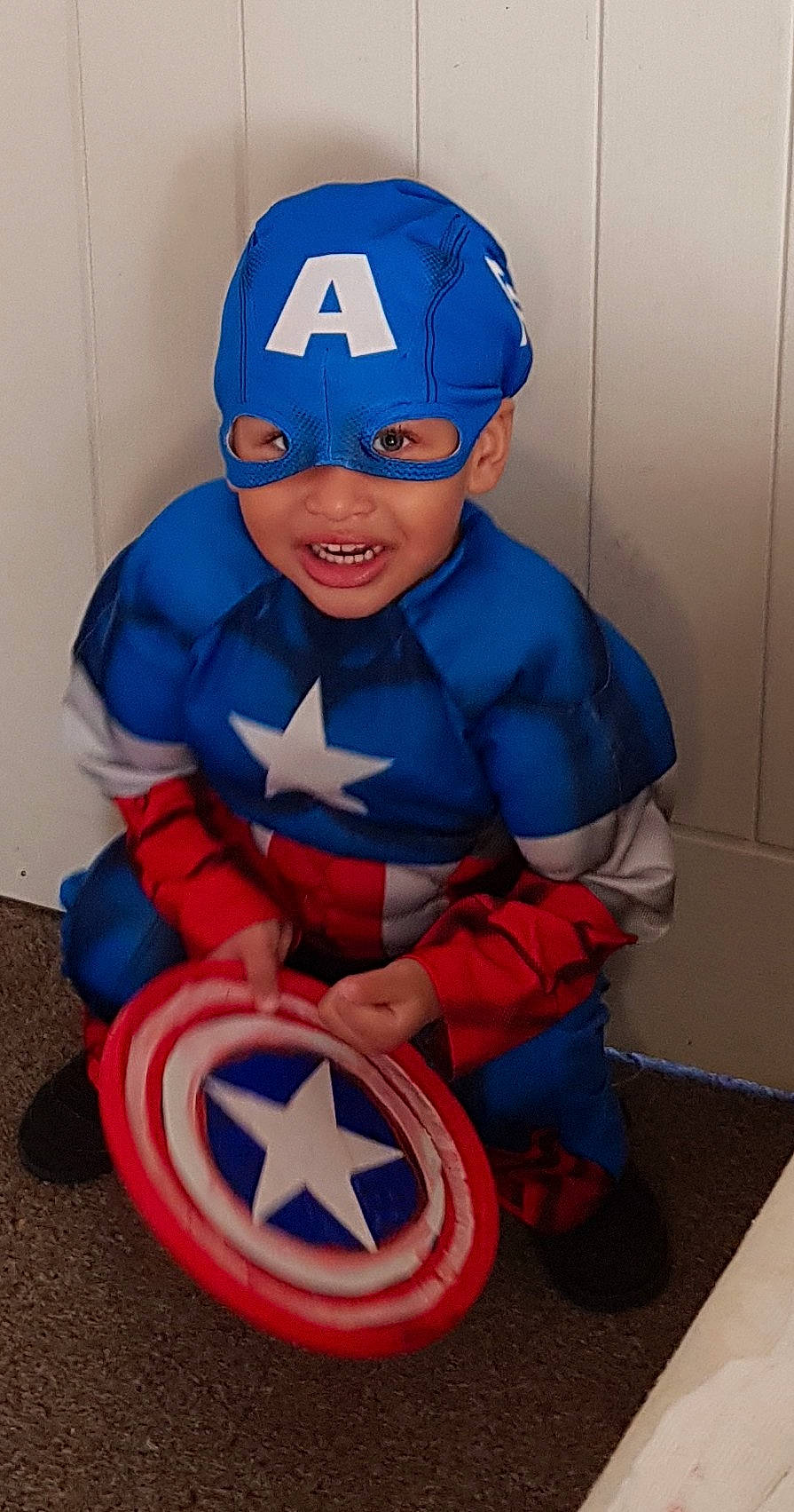 Ellison joined the competition — help win amazing prizes! avengers, captain_america, costume, fictional_character, headwear, hero, joy, person, superhero, toddler