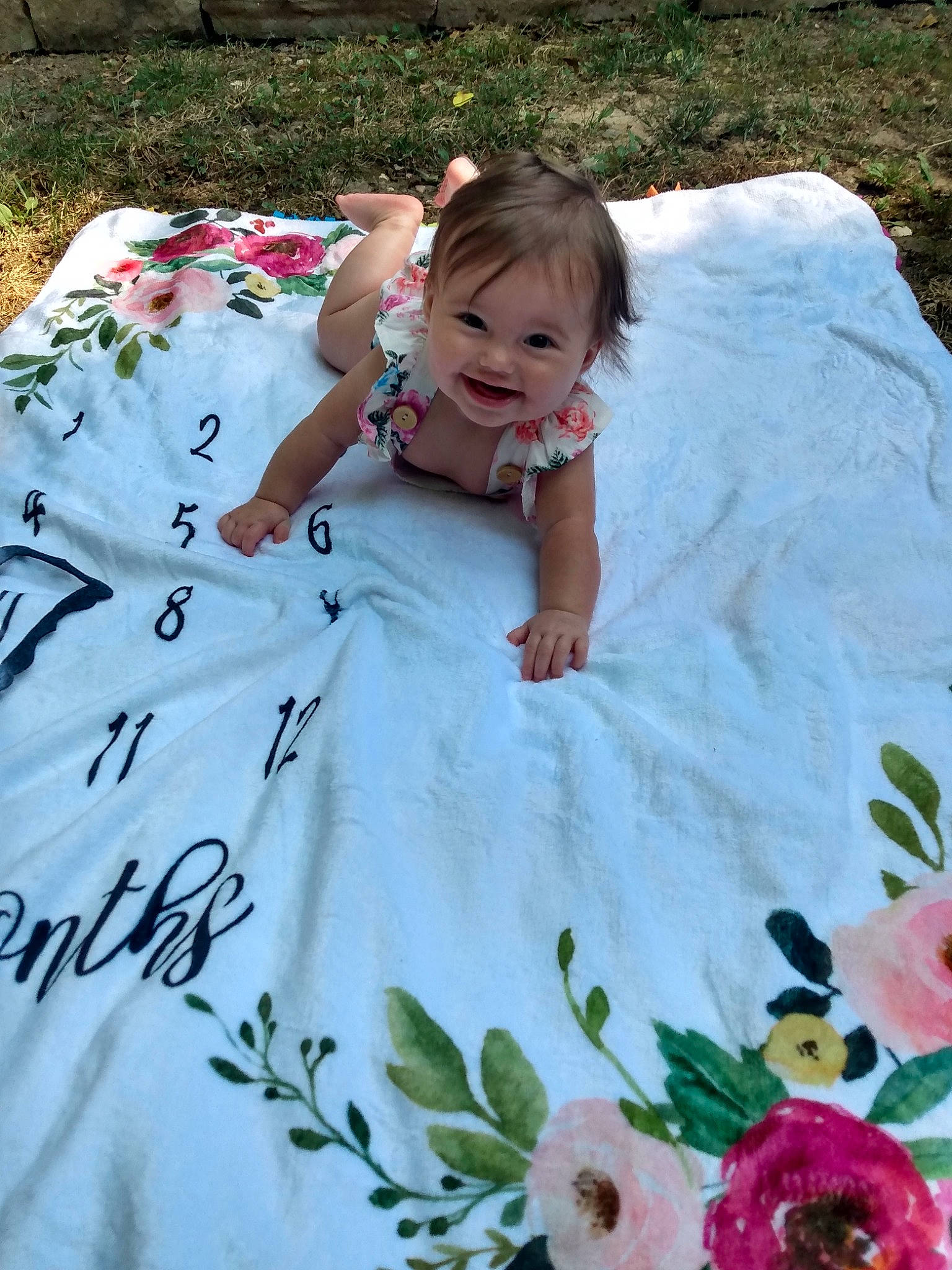 Brielle joined the competition — help win amazing prizes! baby, baby_toddler_clothing, beauty, botany, dress, event, flower, grass, happy, leaf, linens, pattern, person, petal, pink, plant, product, sleeve, smile, textile