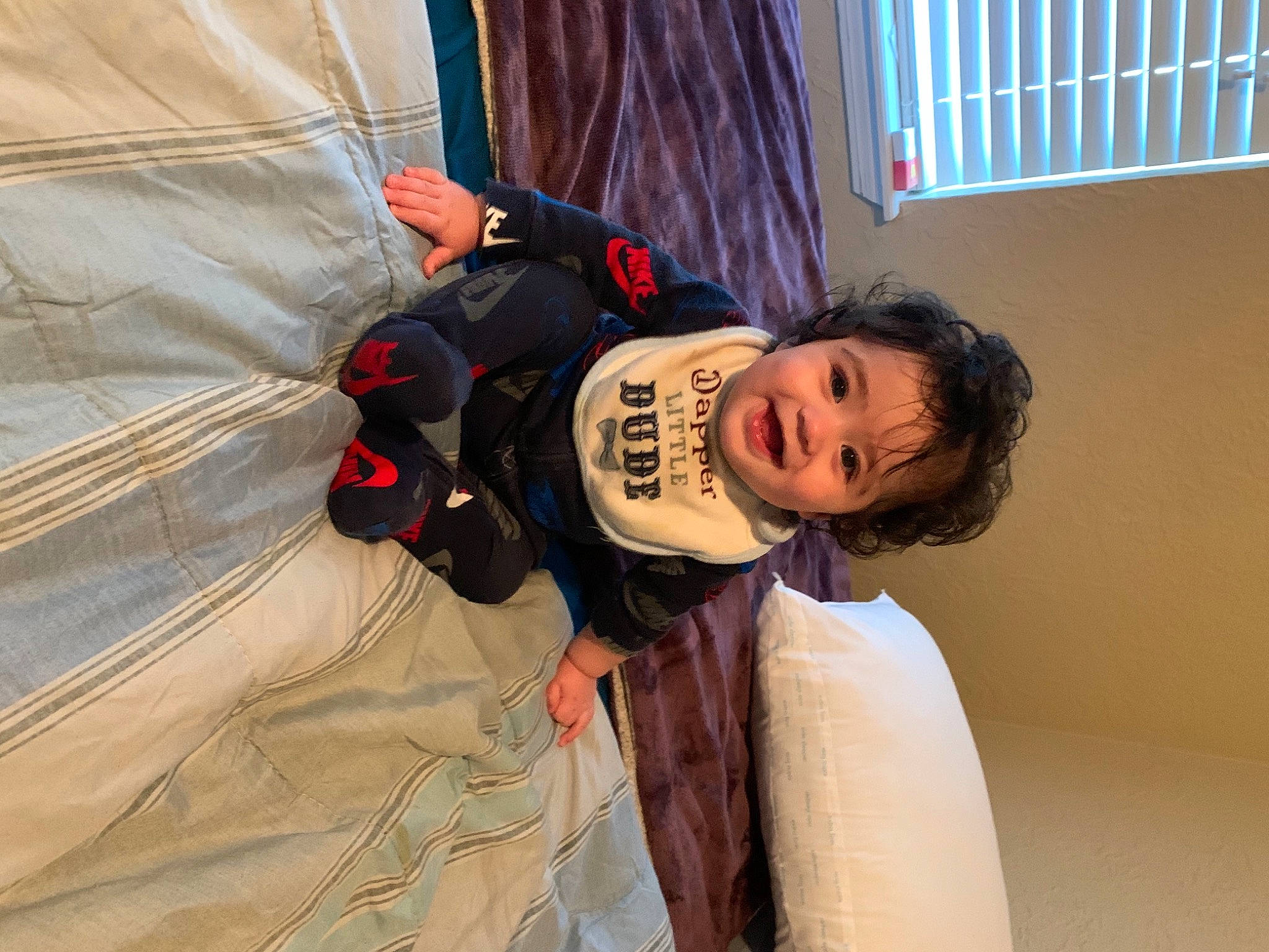 Marshall joined the competition — help win amazing prizes! baby, carmine, child, comfort, freezing, fun, fur, happy, person, recreation, room, smile, street_fashion, toddler, tree, vacation, window, winter