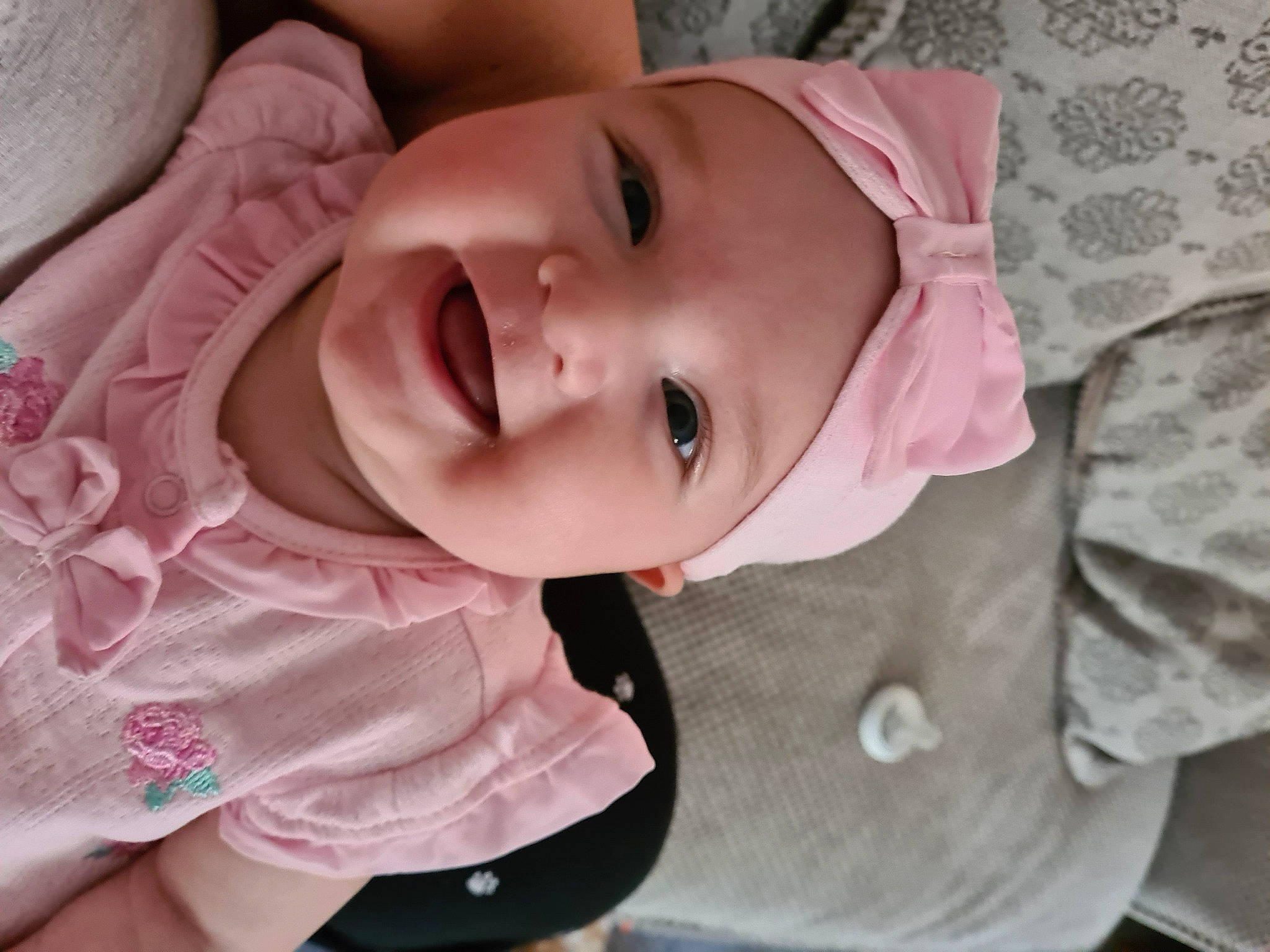 Avah is registered to the contest to win money with this photo: baby, baby_products, baby_toddler_clothing, cheek, child, eye, eyebrow, eyelash, fun, happy, head, headwear, iris, lip, mouth, nose, person, pink, skin, sleeve