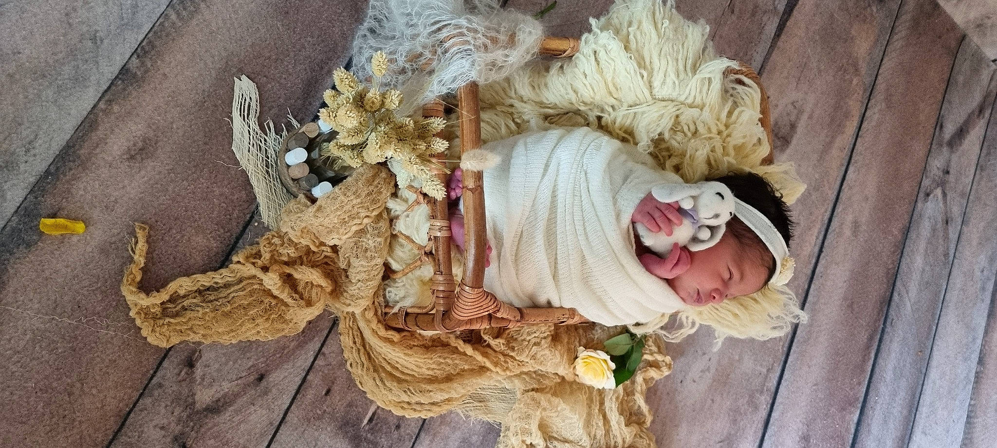 Lilou a rejoint le concours — aidez-le/la à gagner de superbes lots ! bridal_accessory, cut_flowers, dress, fashion_accessory, fawn, fur, hair_accessory, headgear, human_body, natural_material, peach, person, petal, plant, smile, sunglasses, toy, tree, twig, window