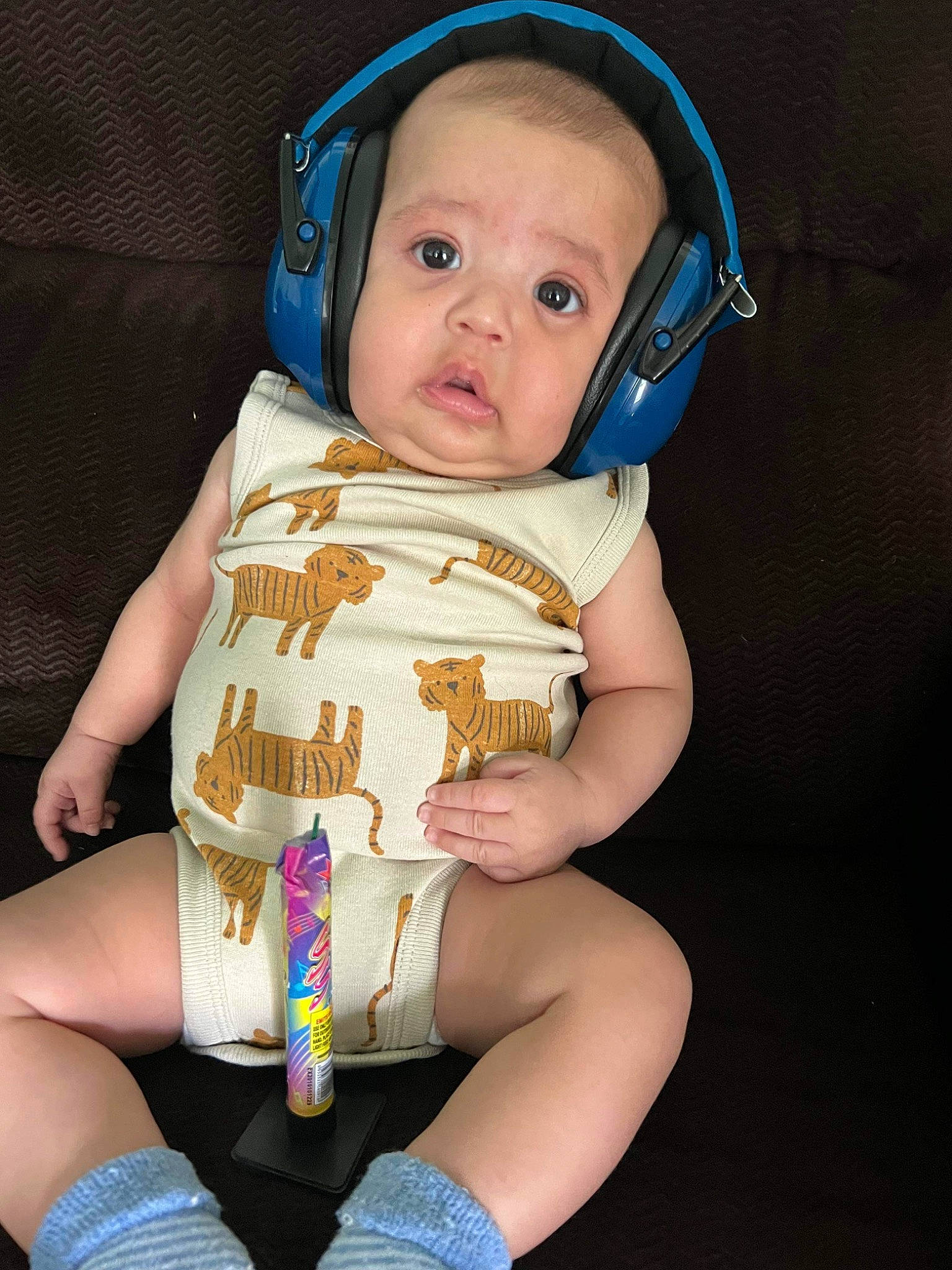 Jaxtyn is registered to the contest to win money with this photo: baby, baby_carriage, baby_safety, baby_toddler_clothing, blue, child, comfort, electric_blue, finger, flash_photography, fun, happy, human_leg, knee, organ, person, sitting, skin, thigh, toddler