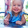 toddler, child, smiling, blue_eyes, playground, slide, outdoor, sunlight, happy, cute, blonde_hair, casual_clothing, summer, park, person, face, hand, nature, daylight, joy